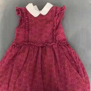4t white collar maroon dress